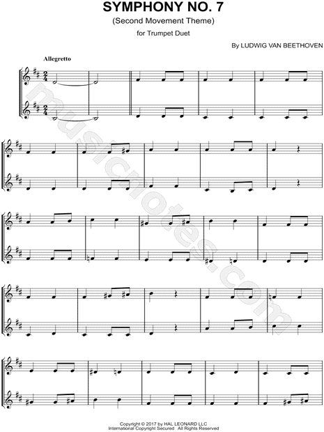 Symphony No. 7 (Second Movement Theme) - Trumpet Duet