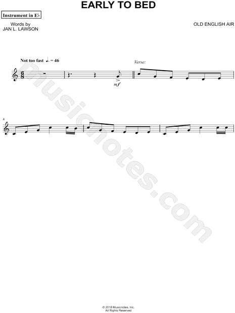 Early to Bed - Eb Instrument