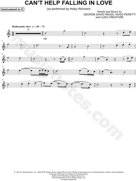 Can't Help Falling in Love - C Instrument