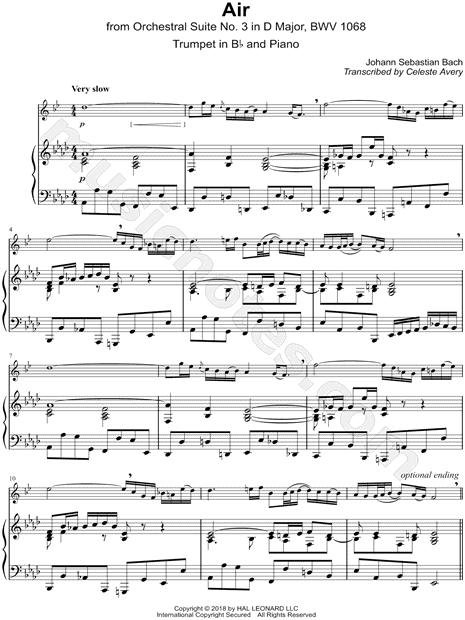 Air from Orchestral Suite No. 3, BWV 1068 - Trumpet & Piano