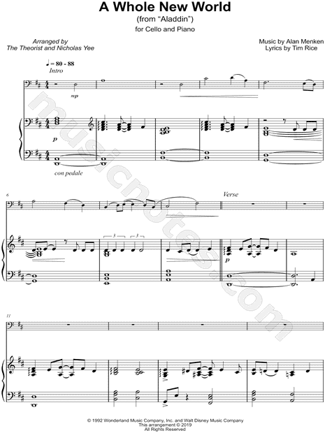 A Whole New World - Cello & Piano