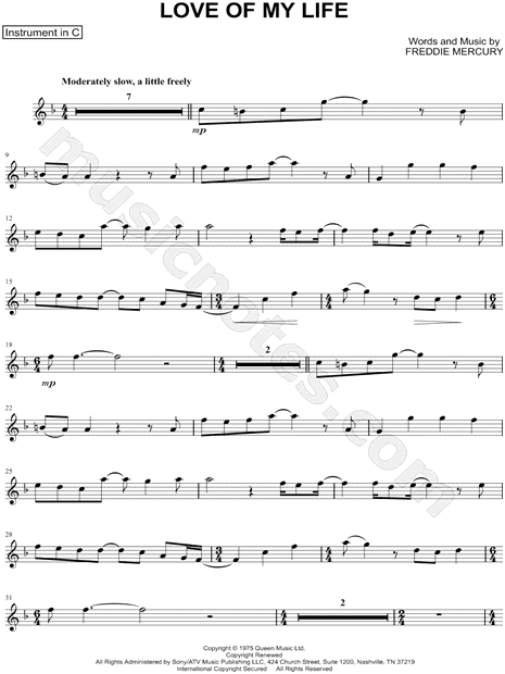Love of My Life - C Instrument