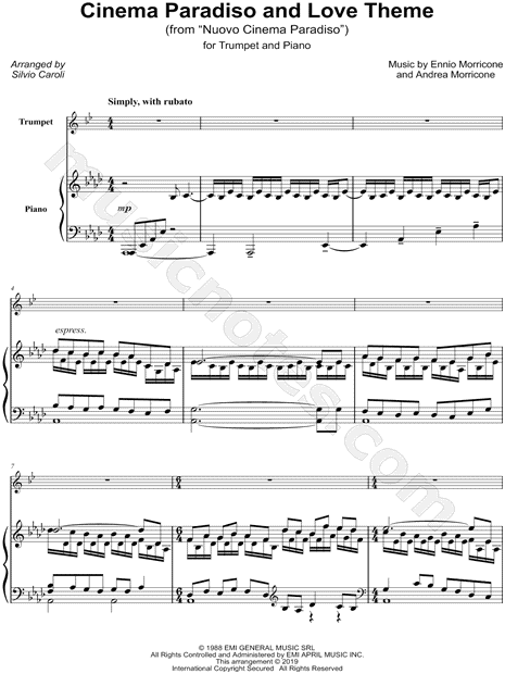 Cinema Paradiso and Love Theme - Trumpet & Piano