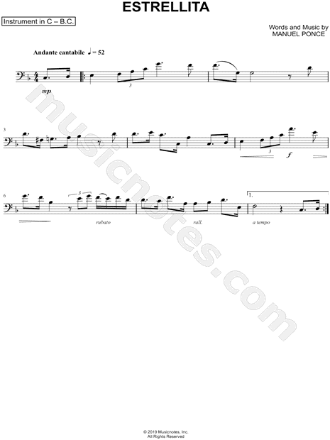 Estrellita - Bass Clef Instrument