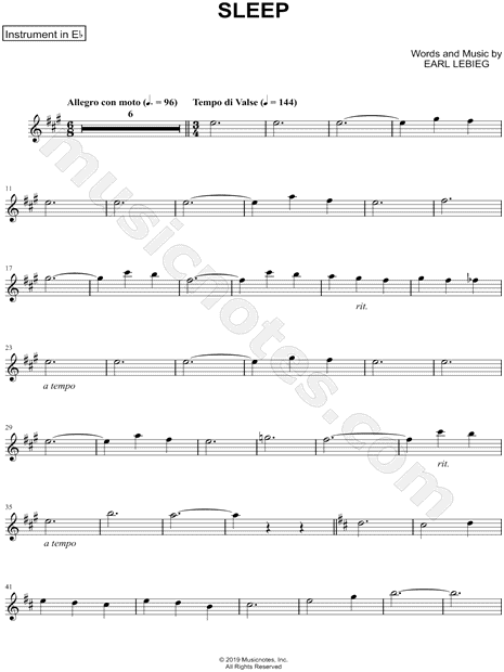 Sleep - Eb Instrument