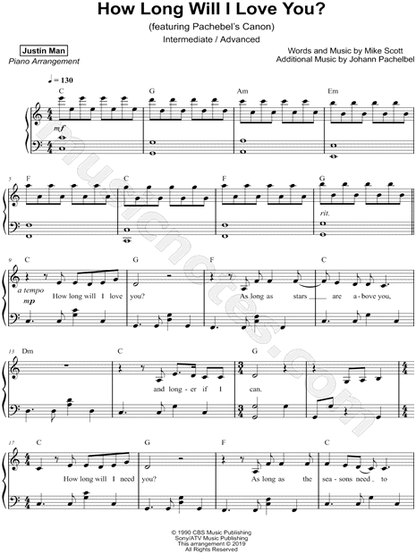 How Long Will I Love You? (feat. Pachelbel's Canon) [intermediate / advanced]