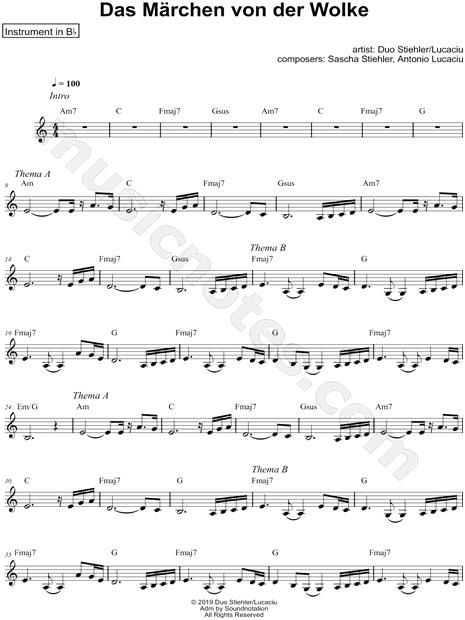 Das Märchen von der Wolke - Bb Instrument