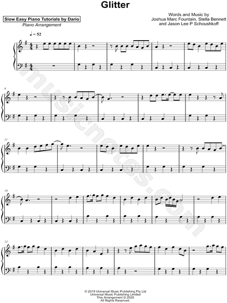 Glitter [Slow Easy Piano Tutorial]