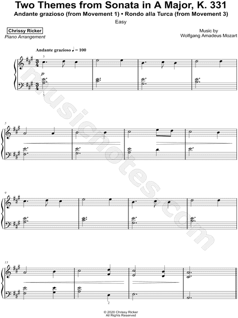 Two Themes from Sonata in A Major [easy]