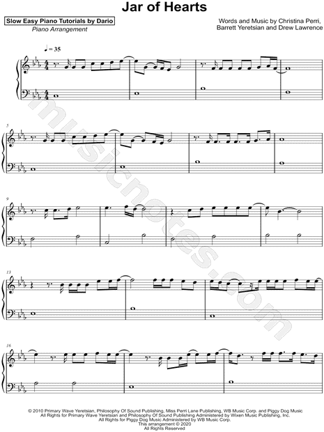 Jar of Hearts [Slow Easy Piano Tutorial]