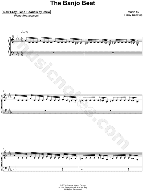 The Banjo Beat [Slow Easy Piano Tutorial]