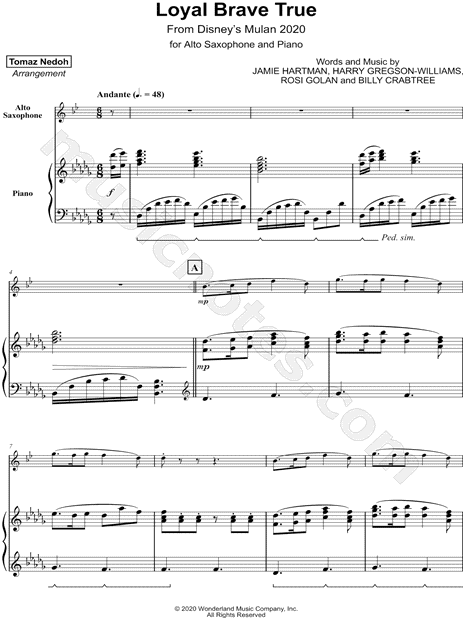 Loyal Brave True - Alto Saxophone & Piano