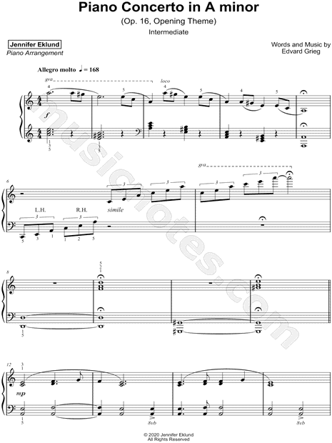 Piano Concerto in A Minor, Op. 16 - 1st Movement [intermediate]