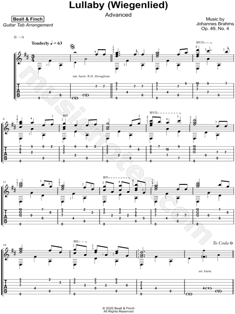Lullaby (Wiegenlied); Op. 49, No. 4 [advanced]