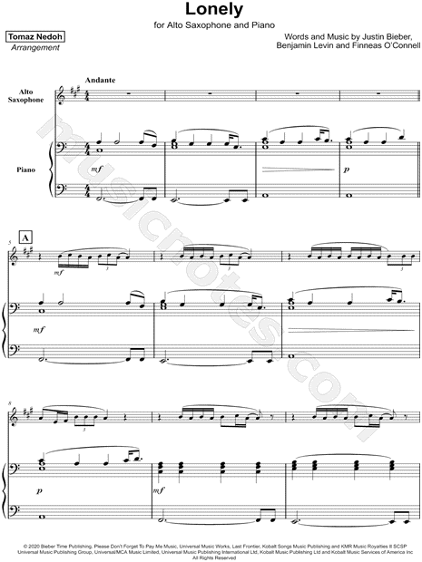 Lonely - Alto Saxophone & Piano