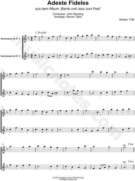 Adeste Fideles - Eb Instrument Duet