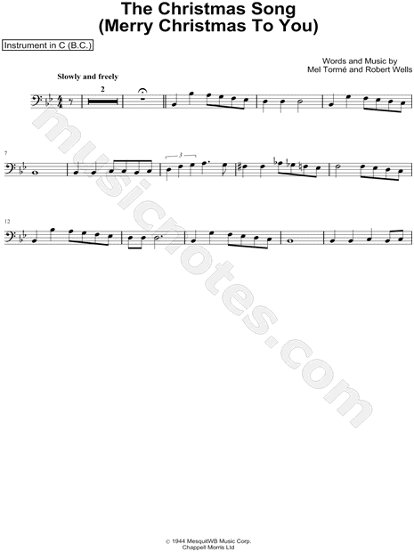 The Christmas Song (Chestnuts Roasting on an Open Fire) - Bass Clef Instrument