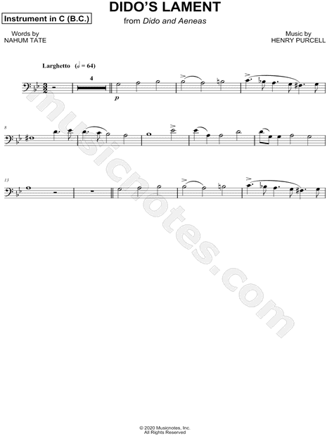 Dido's Lament - Bass Clef Instrument