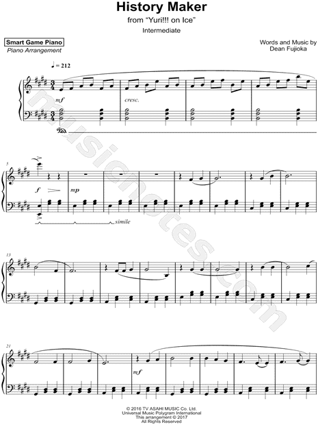 History Maker (Main Theme from Yuri!!! on Ice) [intermediate]