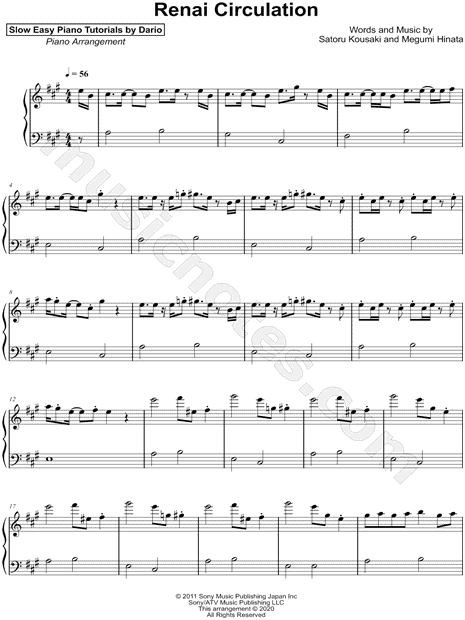 Renai Circulation [Slow Easy Piano Tutorial]