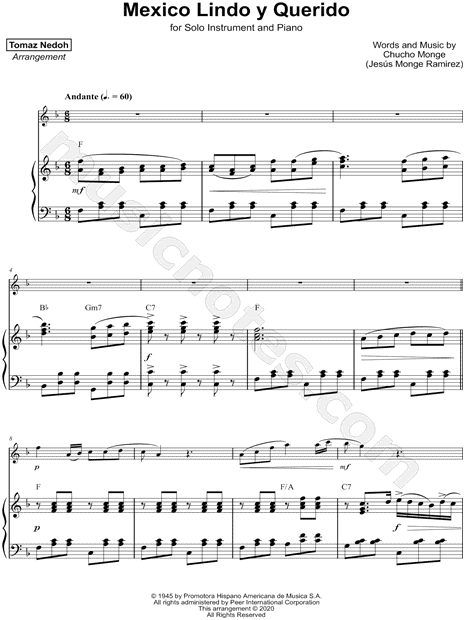 México Lindo y Querido - Piano Accompaniment