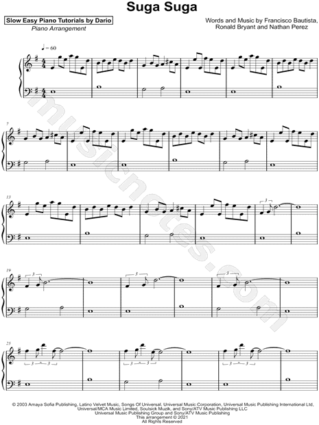 Suga Suga [Slow Easy Piano Tutorial]