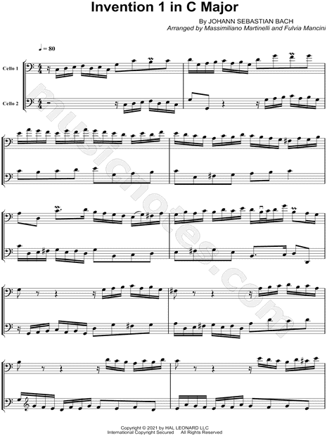 Invention 1 in C Major - Cello Duet