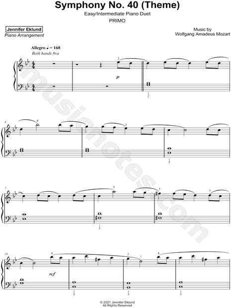 Symphony No. 40 Theme [easy - intermediate duet]