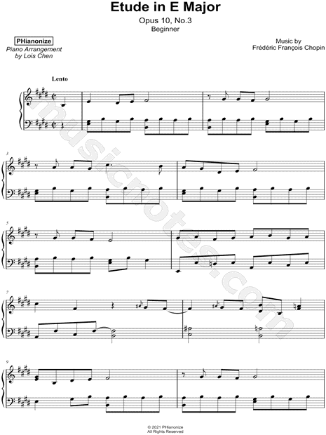 Etude in E Major, Op. 10, No.3: Tristesse [beginner]