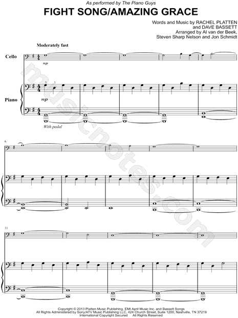 Fight Song / Amazing Grace [easy] - Cello & Piano