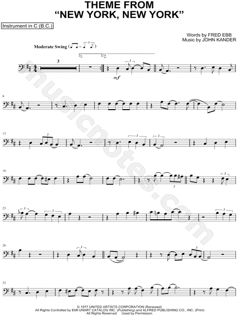 Theme from New York, New York - Bass Clef Instrument