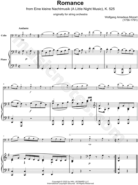 Eine Kleine Nachtmusik, K. 525: II. Romanze - Cello & Piano
