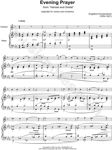 Abends will ich schlafen gehen (Evening Prayer) - Clarinet & Piano