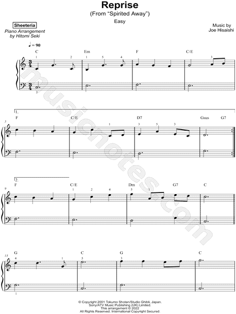 Reprise from Spirited Away [easy]