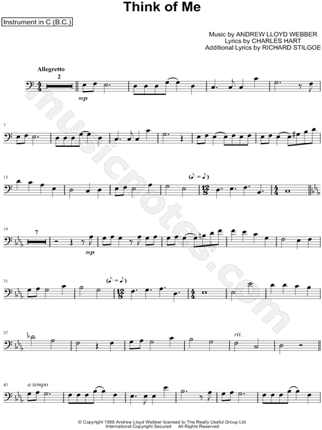 Think of Me - Bass Clef Instrument