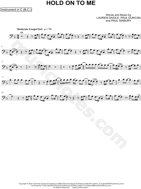 Hold On To Me - Bass Clef Instrument