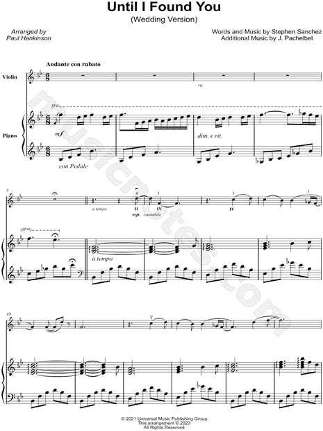 Until I Found You (Wedding Version) - Violin & Piano