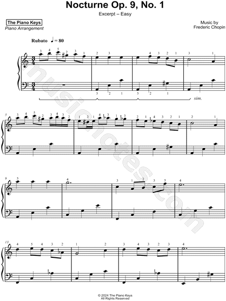 Chopin Nocturne Op. 9, No. 1 [excerpt - easy]