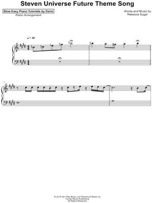 Steven Universe Future Theme [Slow Easy Piano Tutorial]